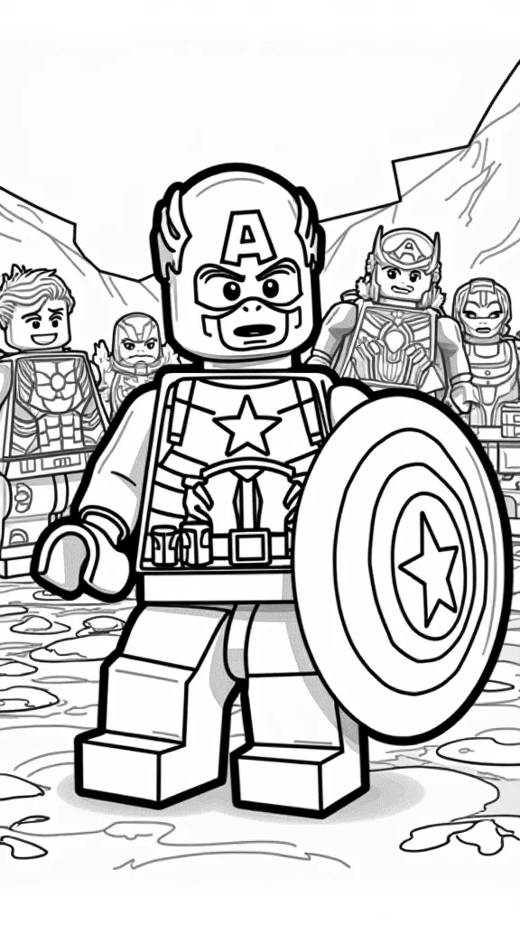 captain america lego coloring pages